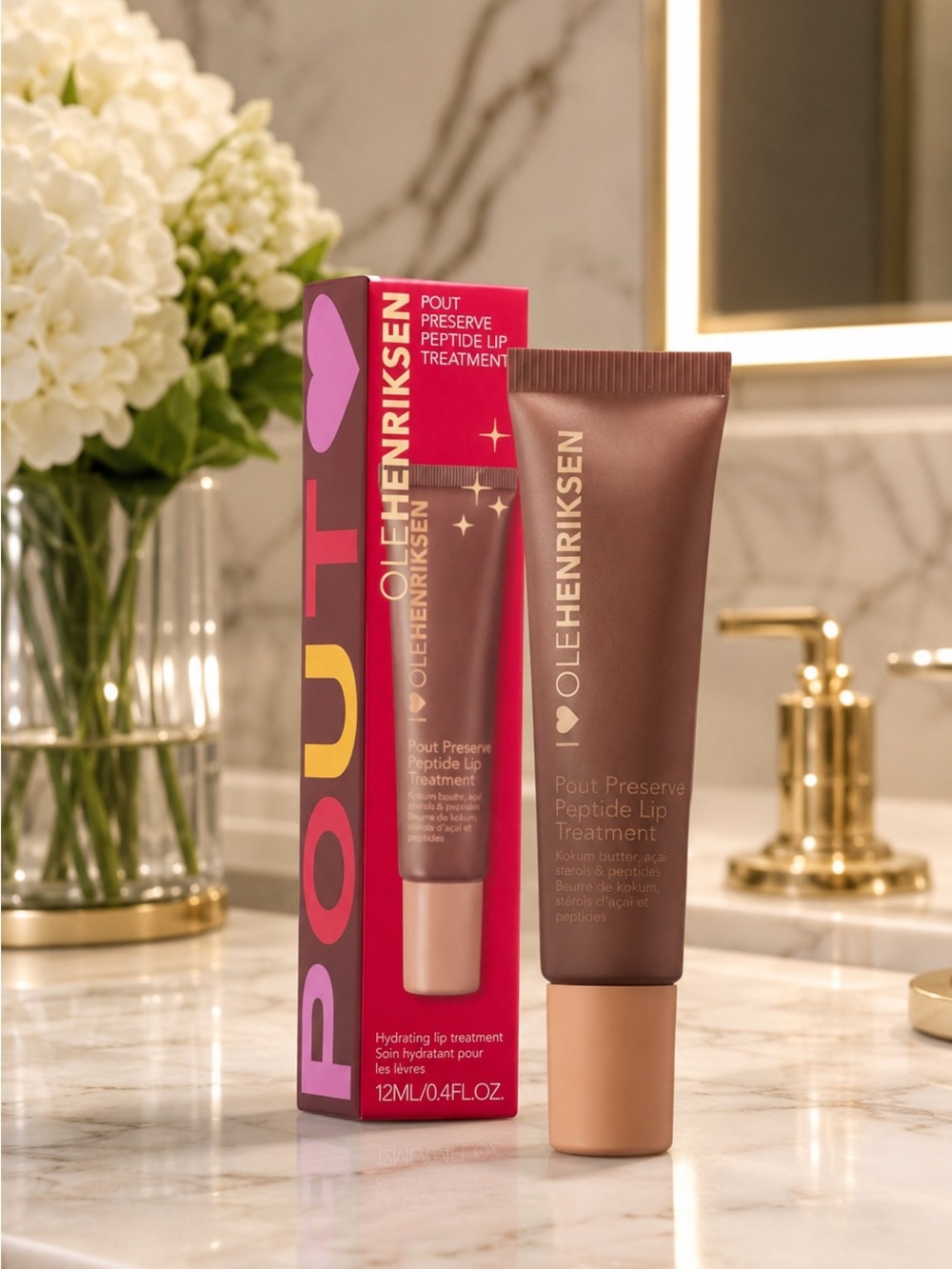 Ole Henriksen Pout Preserve Peptide Lip Treatment in Cocoa Crème Glimmer BNIB